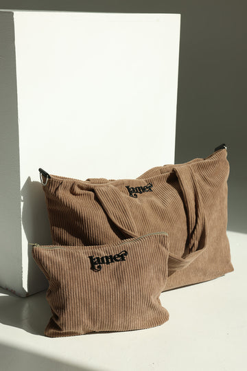 Brown corduroy trolley bag