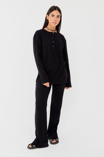 LONG RIBBED black suit