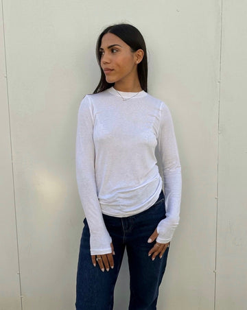 Basic shirt with long sleeves - white