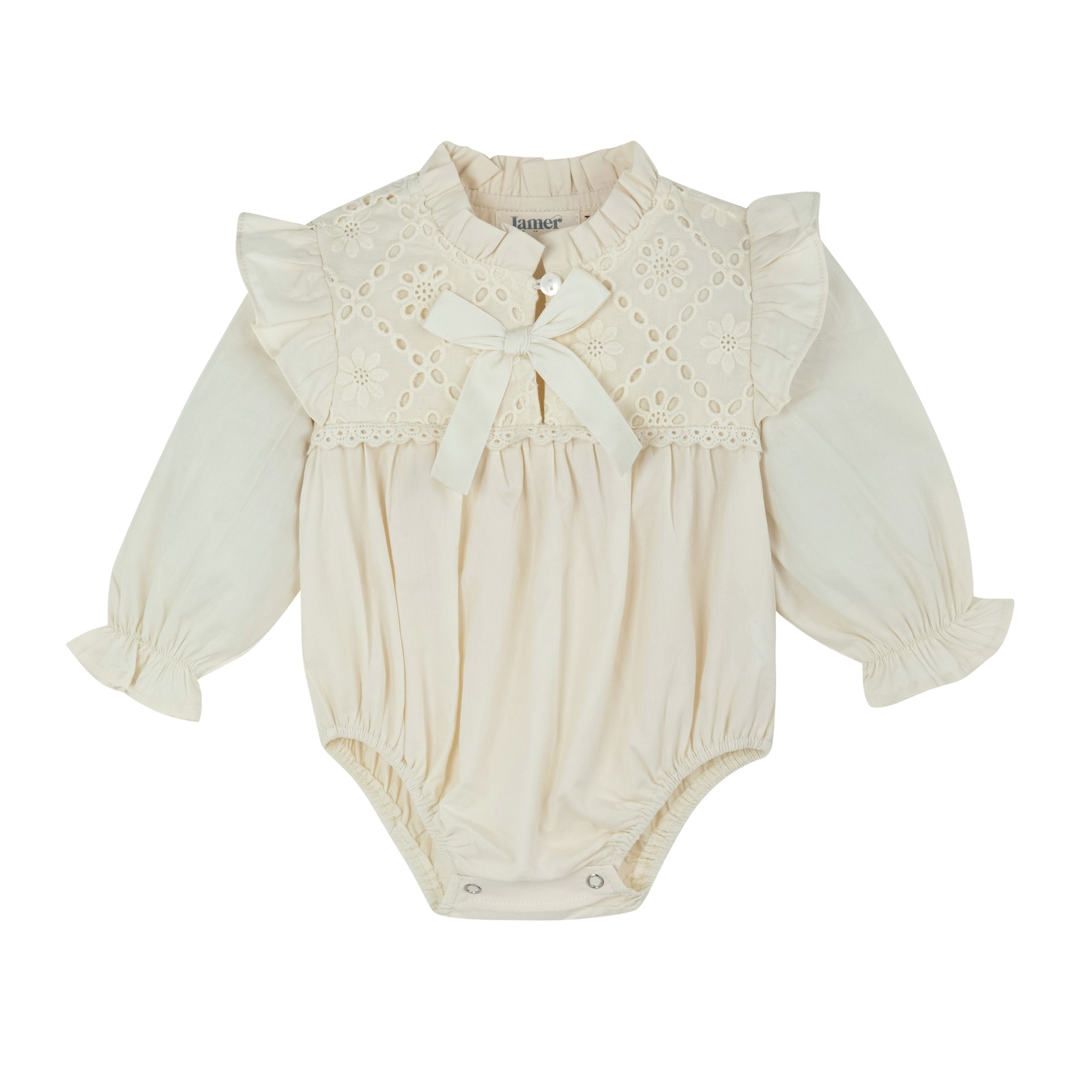 Festive white bow tie muslin bodysuit