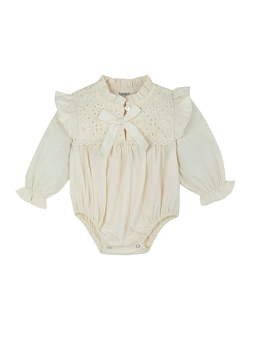 Festive white bow tie muslin bodysuit