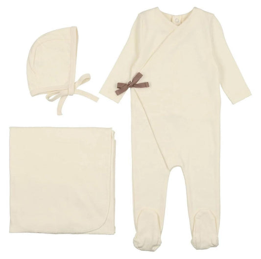 Natural baby set - overalls, hat and blanket